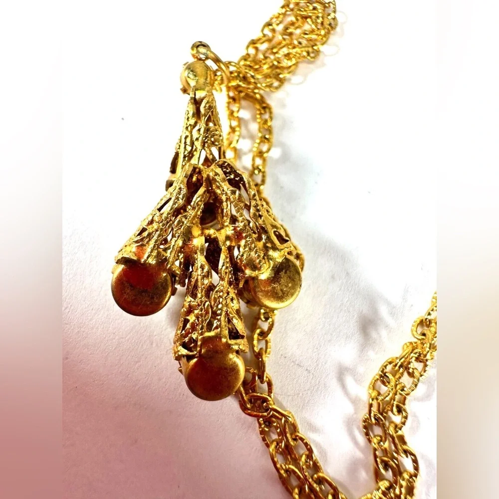Vintage Filigree Cone Cap Pendant Necklace